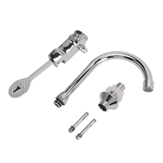 Foot Pedal Faucet Set Stainless Steel Hands Free Silver Touchless Floor Mount Foot Control Water Tap Kit V1294-YM3118220245811-0421
