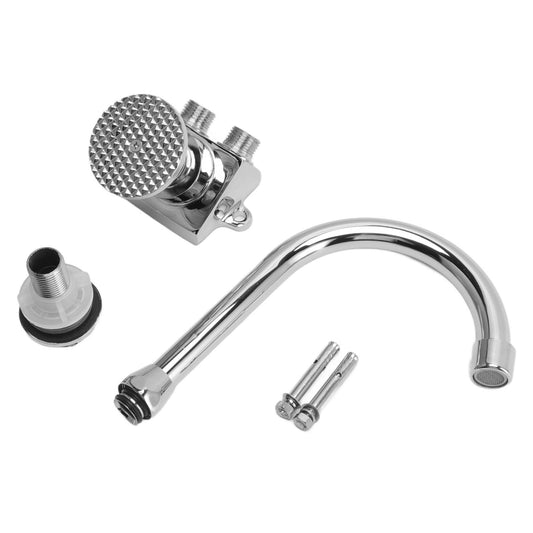 Foot Pedal Basin Faucet Kitchen Sink Foot Tap Floor Mounted Foot Pedal Faucet Set Double Outlet Water V1294-YM3118220245911-0421