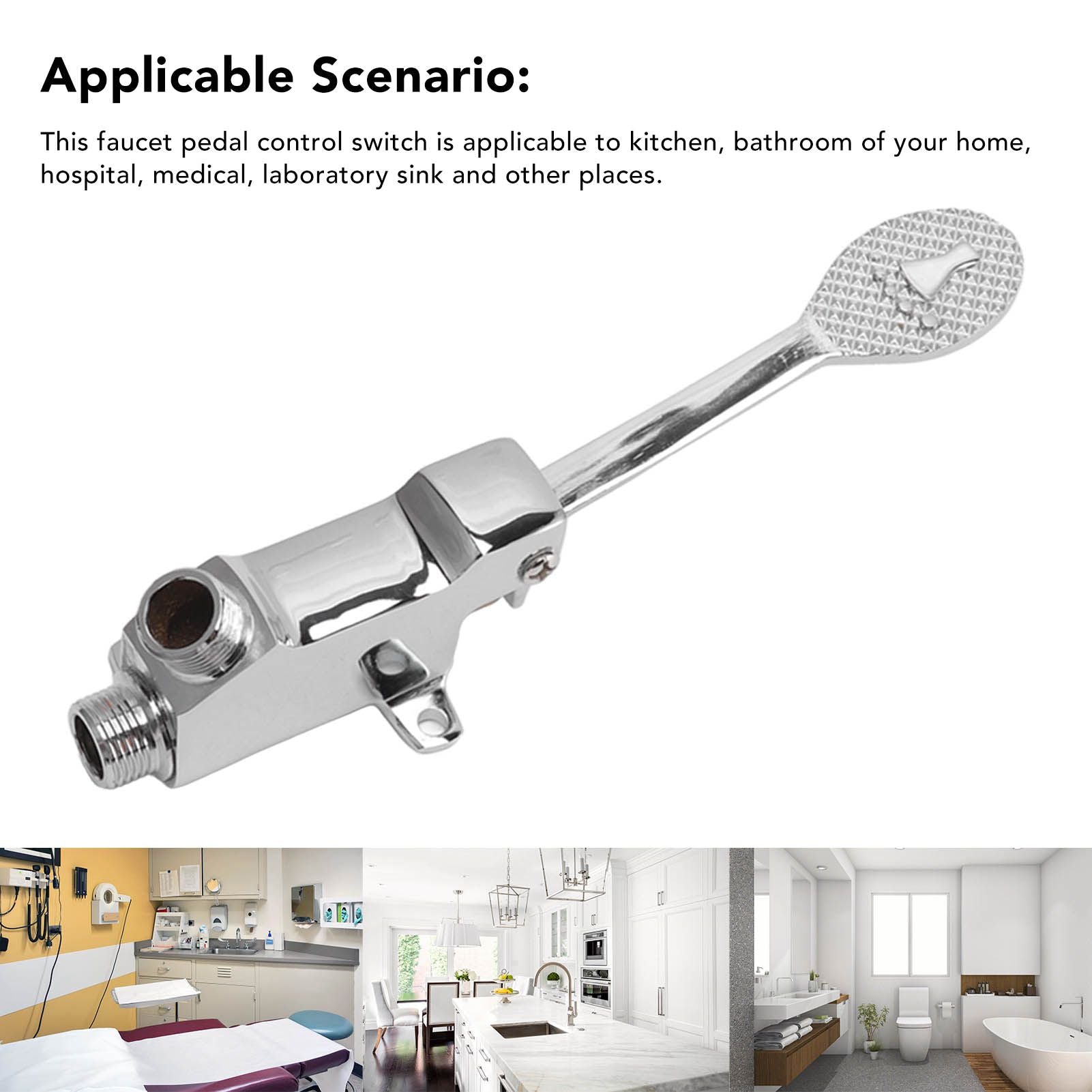 Faucet Foot Pedal Valve Silver Stainless Steel Water Saving Floor Pedal Control Switch for Public Place V1294-YM3118220246211-0421