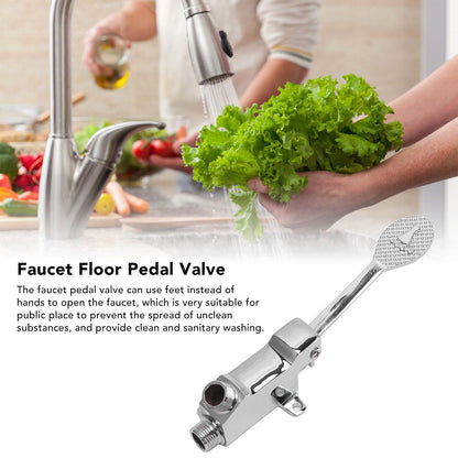 Faucet Foot Pedal Valve Silver Stainless Steel Water Saving Floor Pedal Control Switch for Public Place V1294-YM3118220246211-0421