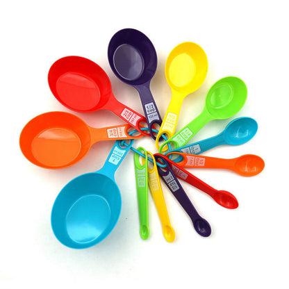 12Pcs Colorful Measure Cups and Spoons Set Safe Healthy Easy Storage DIY Stackable Nesting Kitchen Measuring V1294-YM3118220246511-0421