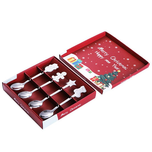 Coffee Spoon Set Stainless Steel Dessert Cake Spoon for Christmas Gifts Family Friends Silver V1294-YM3118220246711-0421