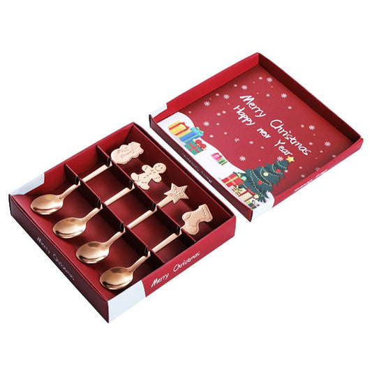 Coffee Spoon Set Stainless Steel Dessert Cake Spoon for Christmas Gifts Family Friends Rose Gold V1294-YM3118220246713-0421