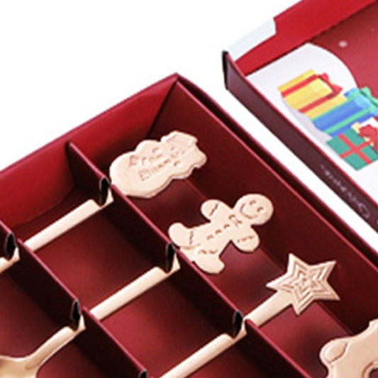 Coffee Spoon Set Stainless Steel Dessert Cake Spoon for Christmas Gifts Family Friends Rose Gold V1294-YM3118220246713-0421