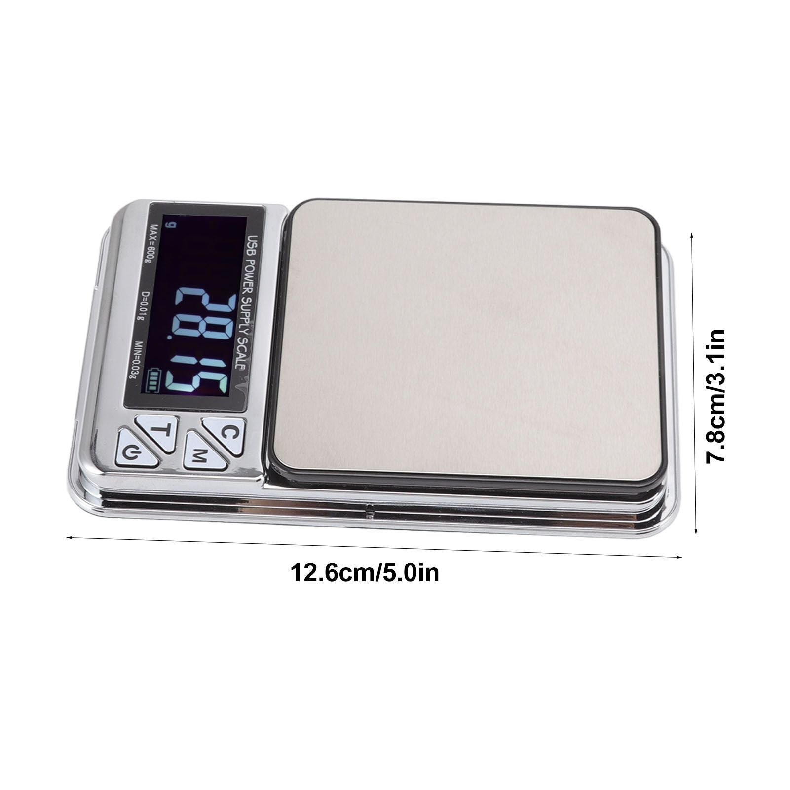High Accuracy Digital Scale 600/0.01g LCD Display Waterproof USB Charging Electronic Scale for Kitchen Jewelry V1294-YM3118220246911-0421