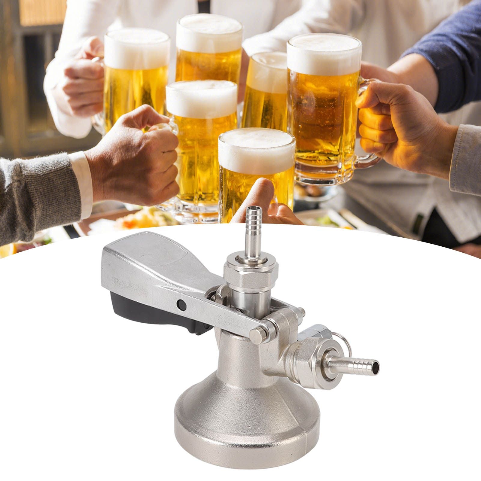 G Type Beer Keg Coupler Stainless Steel Probe Brass Body Triangular Beer Dispenser Accessory for Bar Party V1294-YM3118220247411-0421