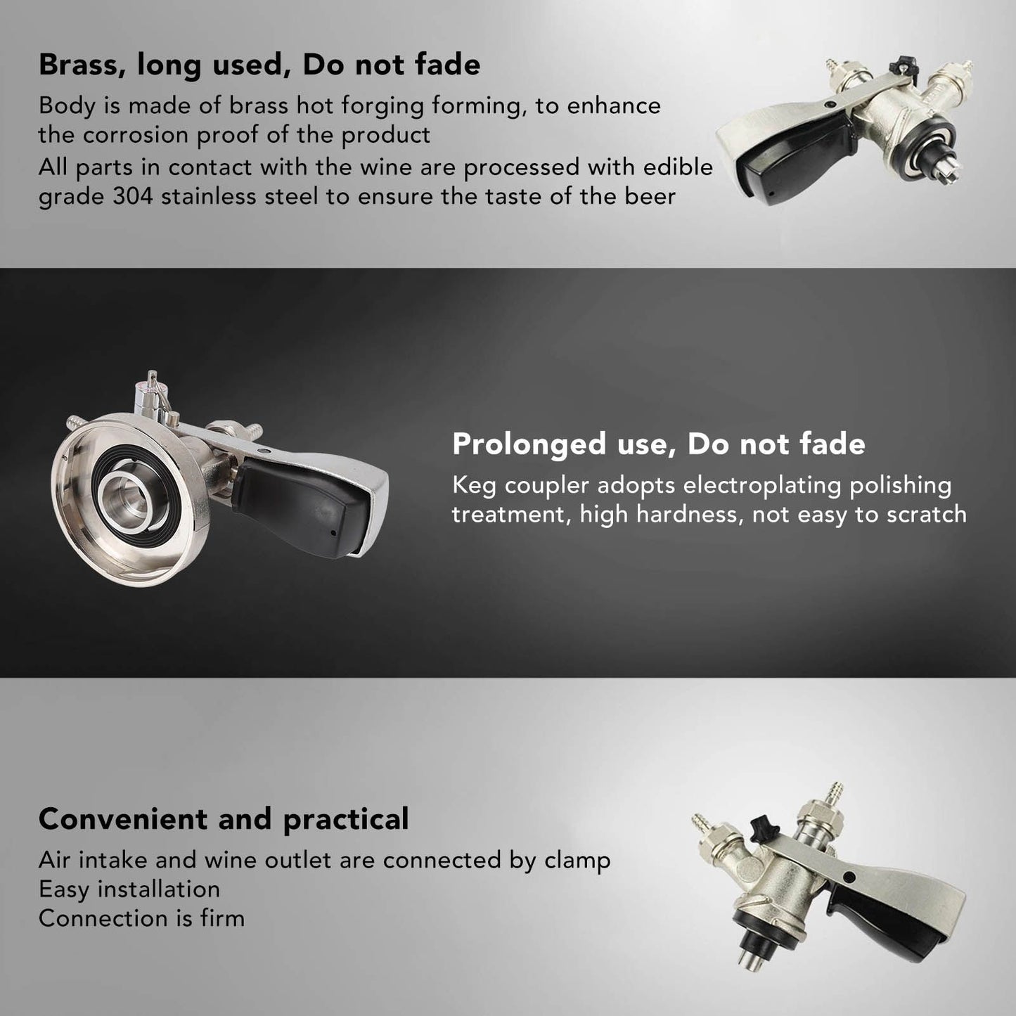 G Type Beer Keg Coupler Stainless Steel Probe Brass Body Triangular Beer Dispenser Accessory for Bar Party V1294-YM3118220247411-0421