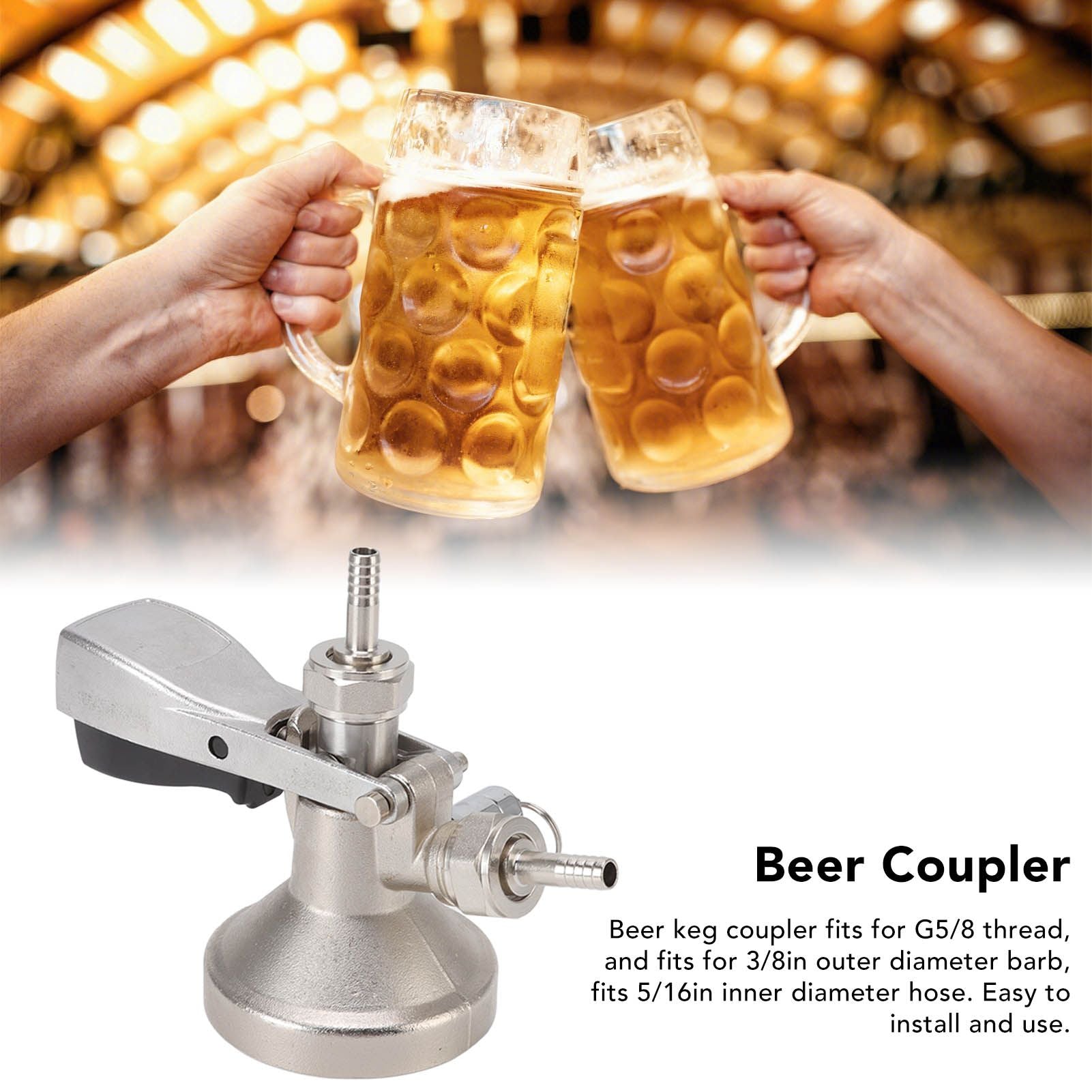G Type Beer Keg Coupler Stainless Steel Probe Brass Body Triangular Beer Dispenser Accessory for Bar Party V1294-YM3118220247411-0421