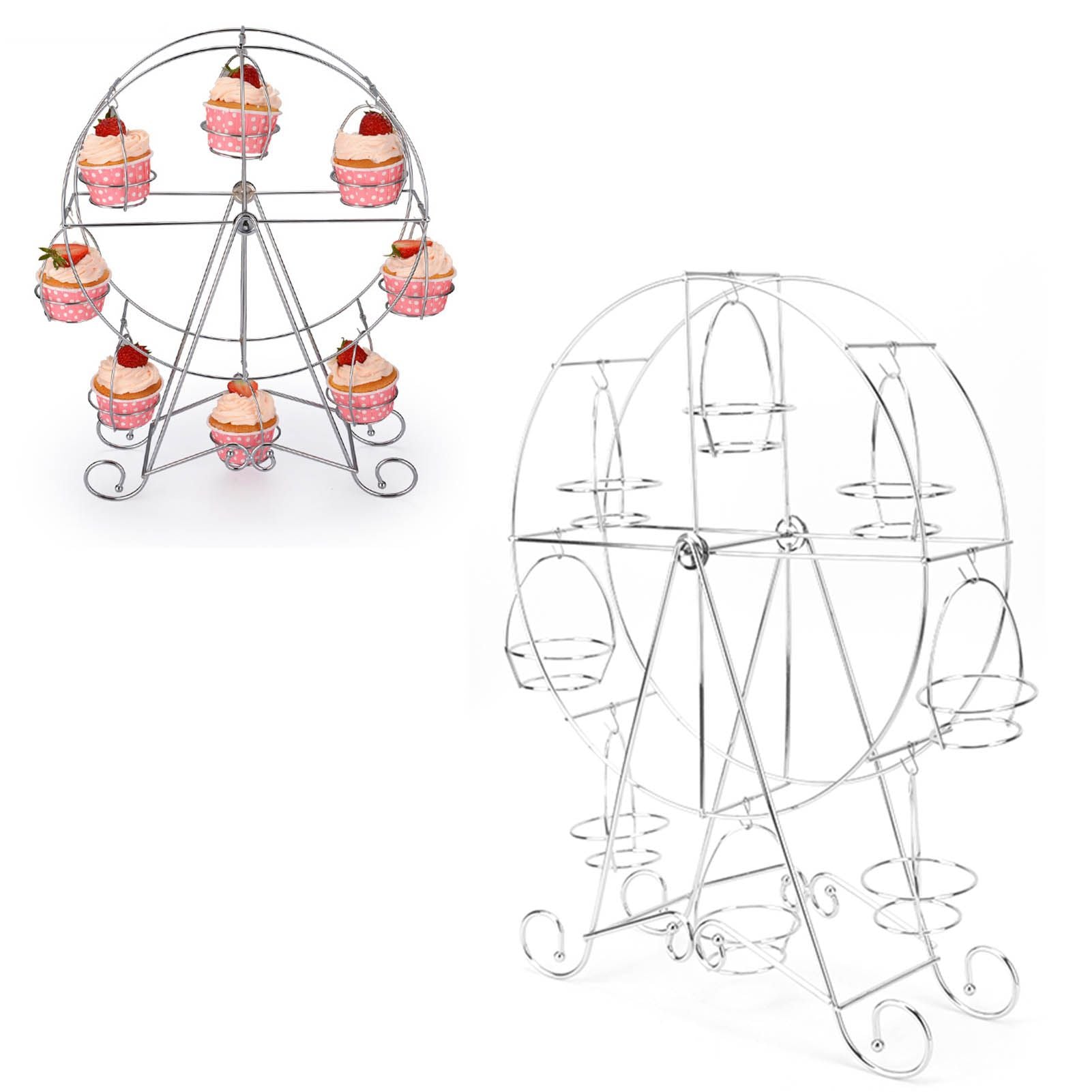 Cupcake Display Rack Iron Rotatable Eight Cupcakes Wheel Cupcake Stand for DIY Birthday Party V1294-YM3118220247611-0421