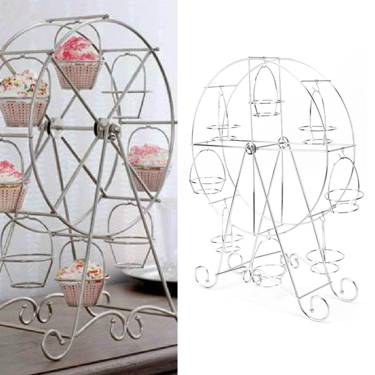 Cupcake Display Rack Iron Rotatable Eight Cupcakes Wheel Cupcake Stand for DIY Birthday Party V1294-YM3118220247611-0421