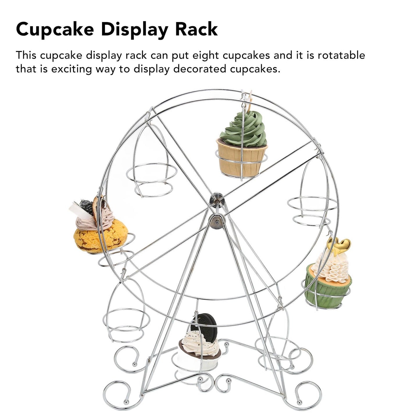 Cupcake Display Rack Iron Rotatable Eight Cupcakes Wheel Cupcake Stand for DIY Birthday Party V1294-YM3118220247611-0421