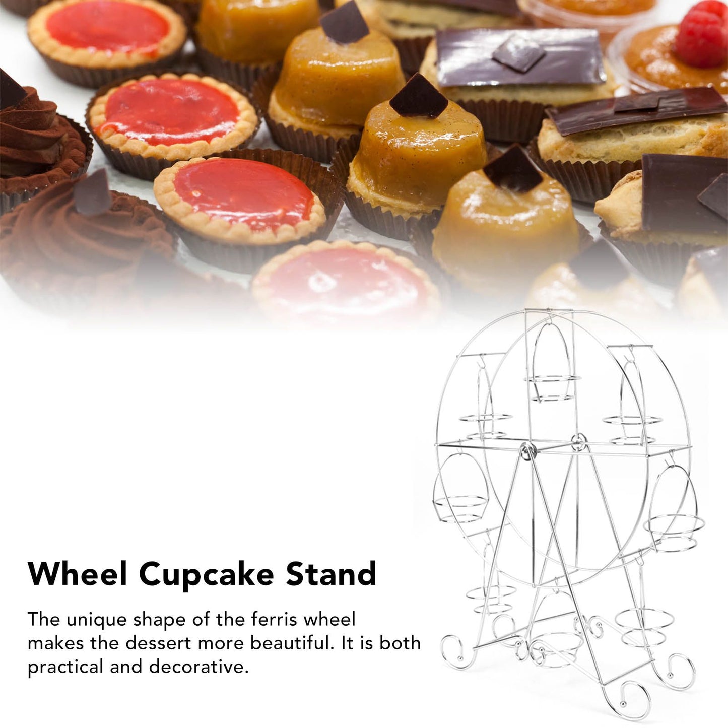 Cupcake Display Rack Iron Rotatable Eight Cupcakes Wheel Cupcake Stand for DIY Birthday Party V1294-YM3118220247611-0421