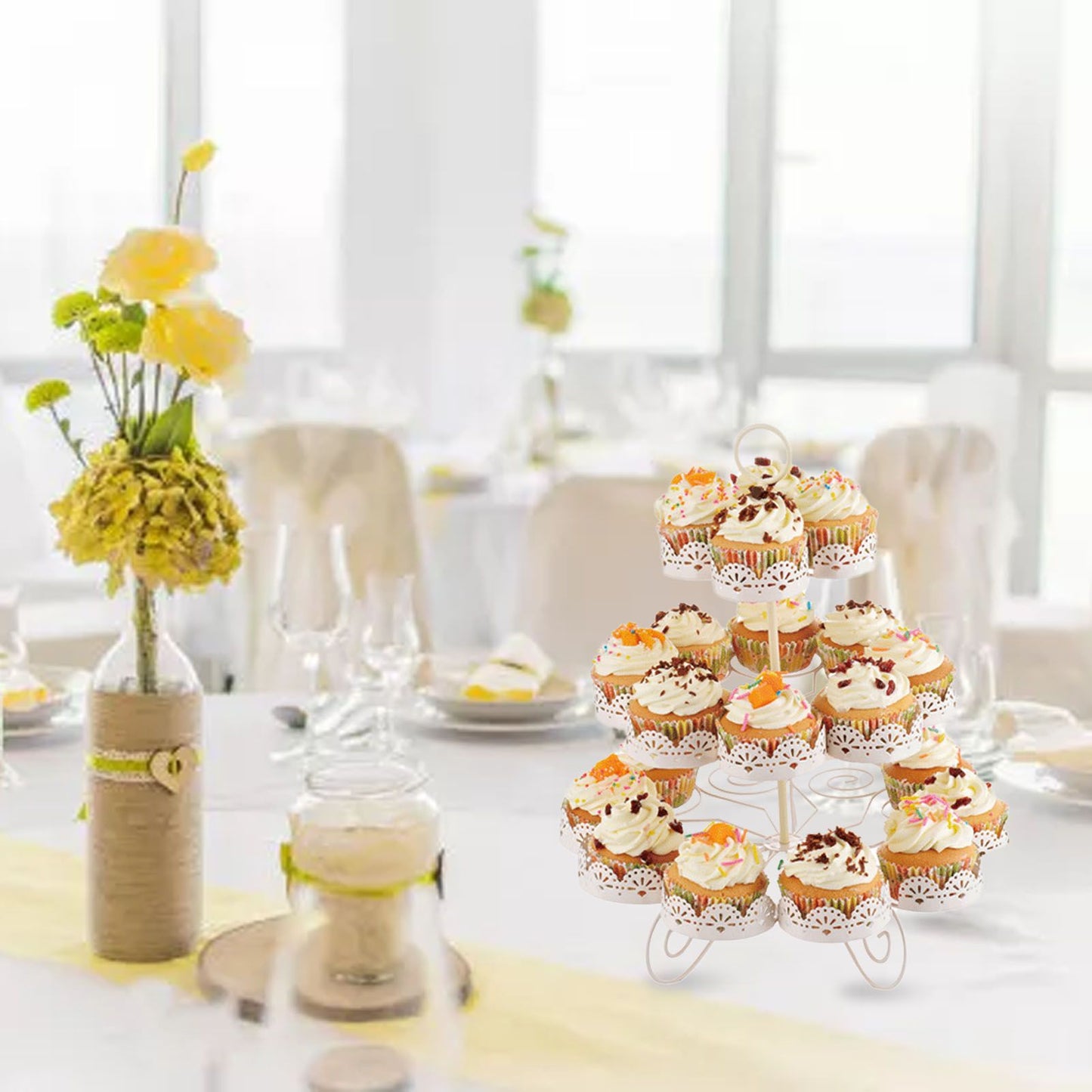 Cupcake Stand for 24 Cupcakes 3 Tier Pastry Serving Display Stand Iron Dessert Carrier Display Holder for V1294-YM3118220247811-0421