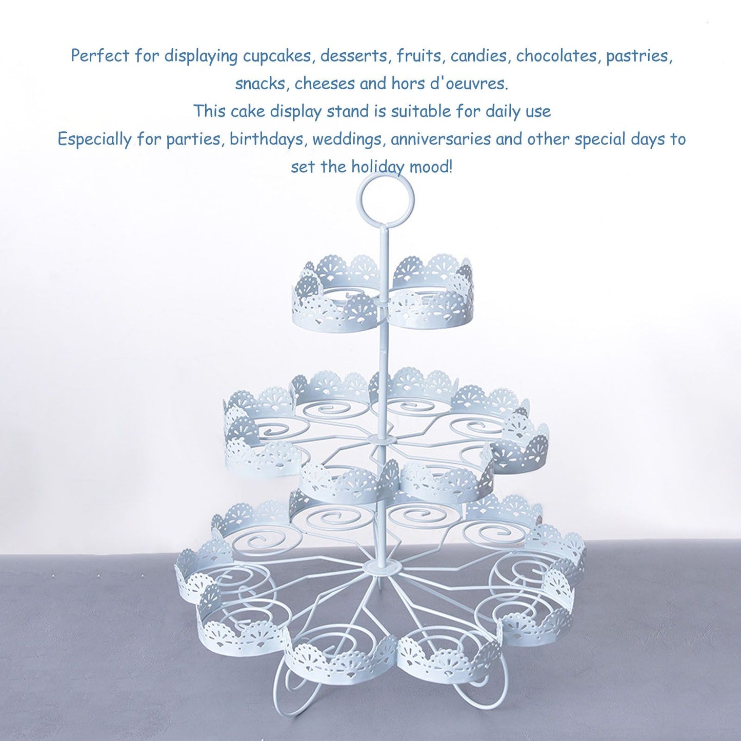 Cupcake Stand for 24 Cupcakes 3 Tier Pastry Serving Display Stand Iron Dessert Carrier Display Holder for V1294-YM3118220247811-0421