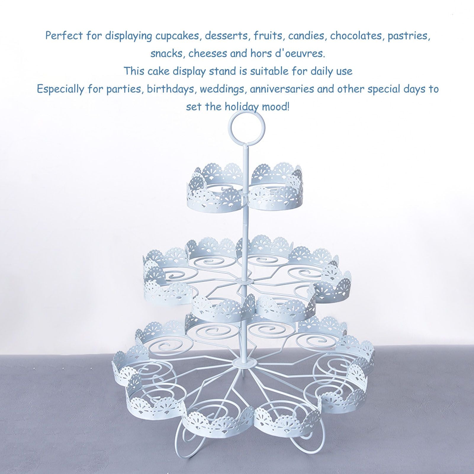 Cupcake Stand for 24 Cupcakes 3 Tier Pastry Serving Display Stand Iron Dessert Carrier Display Holder for V1294-YM3118220247811-0421