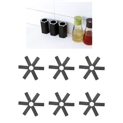 6PCS Hot Pot Heat Insulation Pad Foldable ABS Hollow Design Hot Dishes Holder for Kitchen Home V1294-YM3118220249611-0421