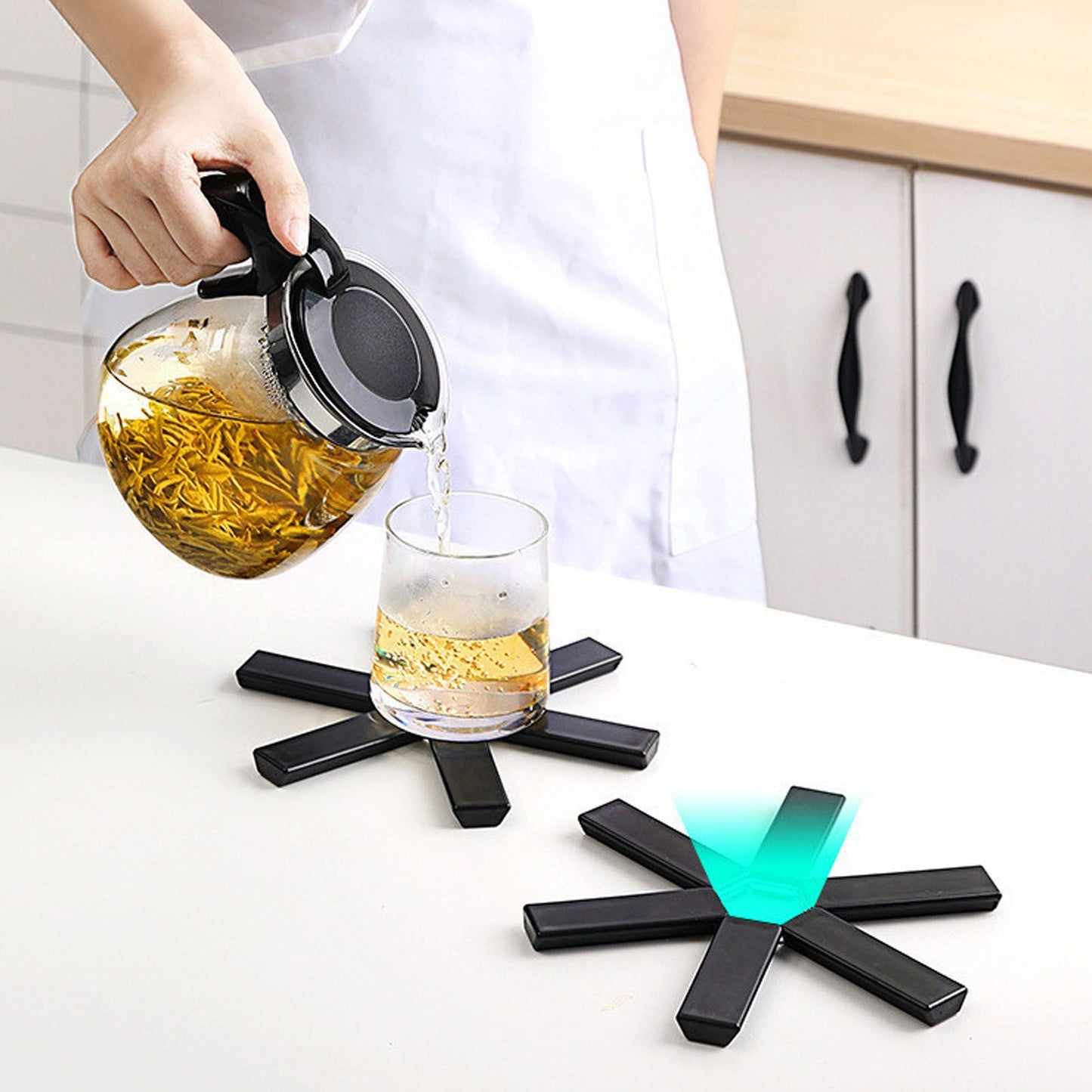 6PCS Hot Pot Heat Insulation Pad Foldable ABS Hollow Design Hot Dishes Holder for Kitchen Home V1294-YM3118220249611-0421