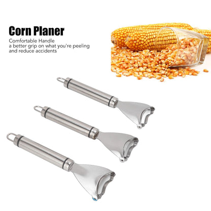 3pcs Stainless Steel Corn Cutter Peeler Safe Quick Clean Comfortable Grip Corn Thresher Planer Cutter for V1294-YM3118220249711-0421