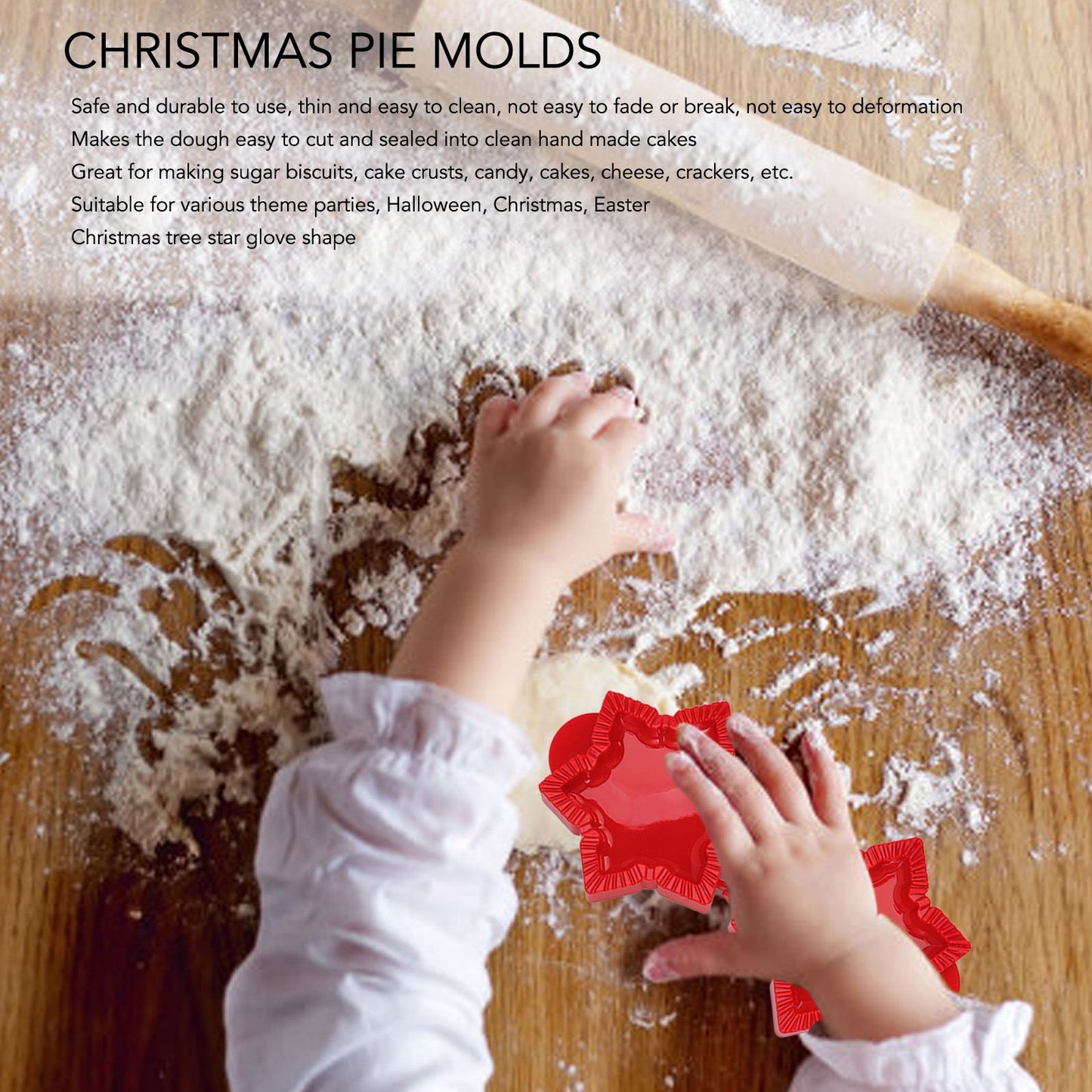 3 Pcs Pocket Pie Molds Christmas Tree Star Glove Shape Dough Presser Mini Hand Pie Mold Set Pie Maker for V1294-YM3118220251211-0421