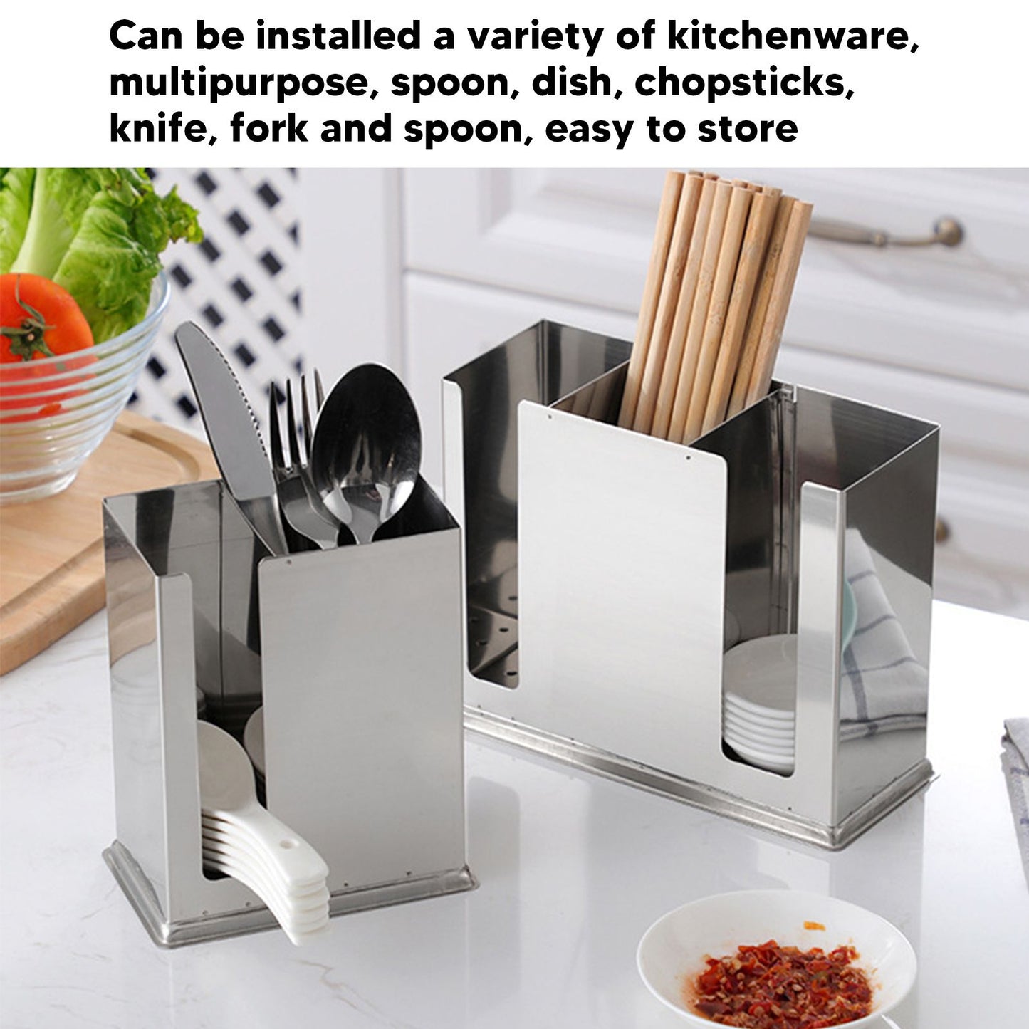 Utensil Drying Rack Stainless Steel Hanging Rack Chopsticks Spoon Fork Knife Drainer Basket Flatware Storage V1294-YM3118220251412-0421
