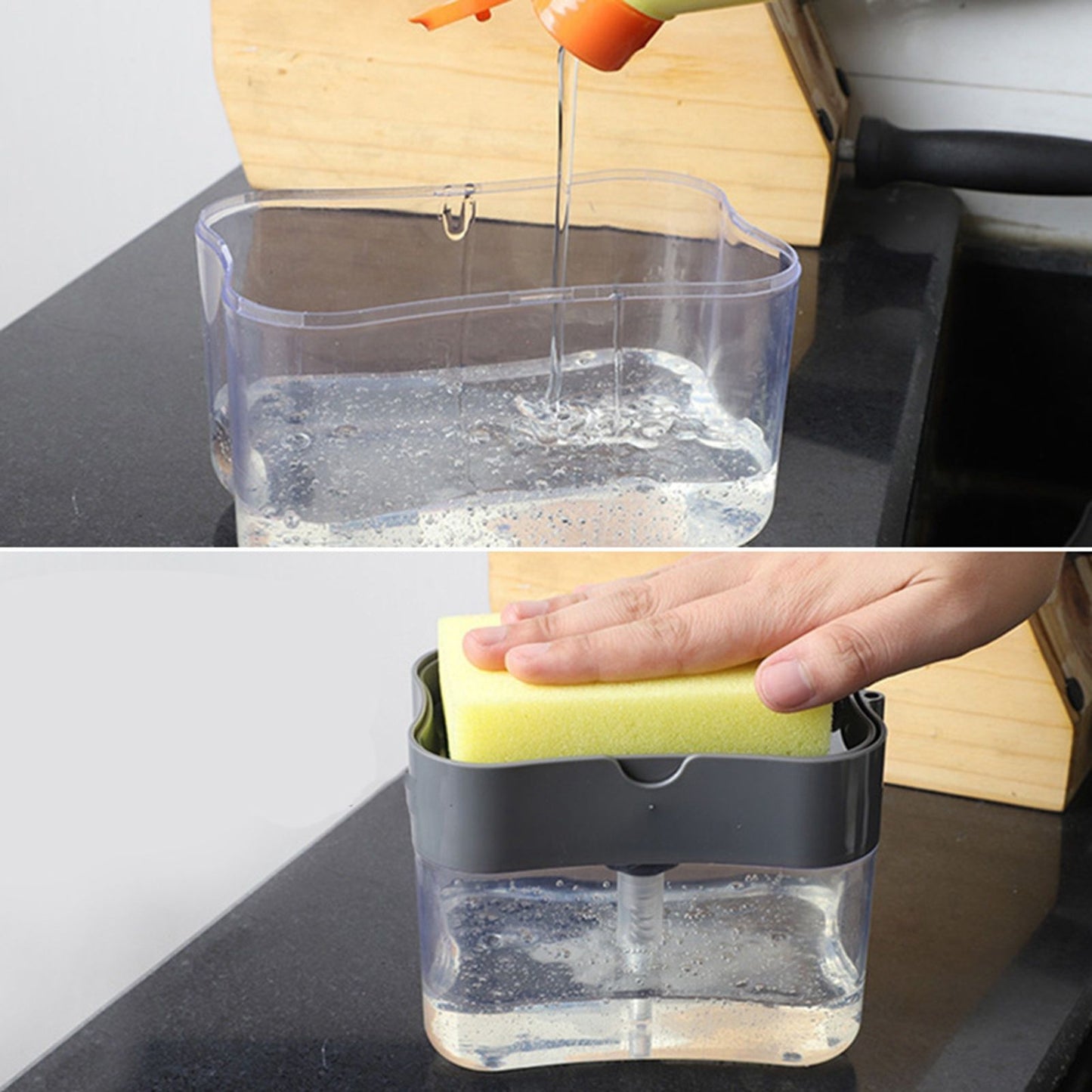 Dish Soap Dispenser Press Design Automatically Liquid Dispenser Box Sponge Holder Soap Dispenser for Home V1294-YM3118220251511-0421