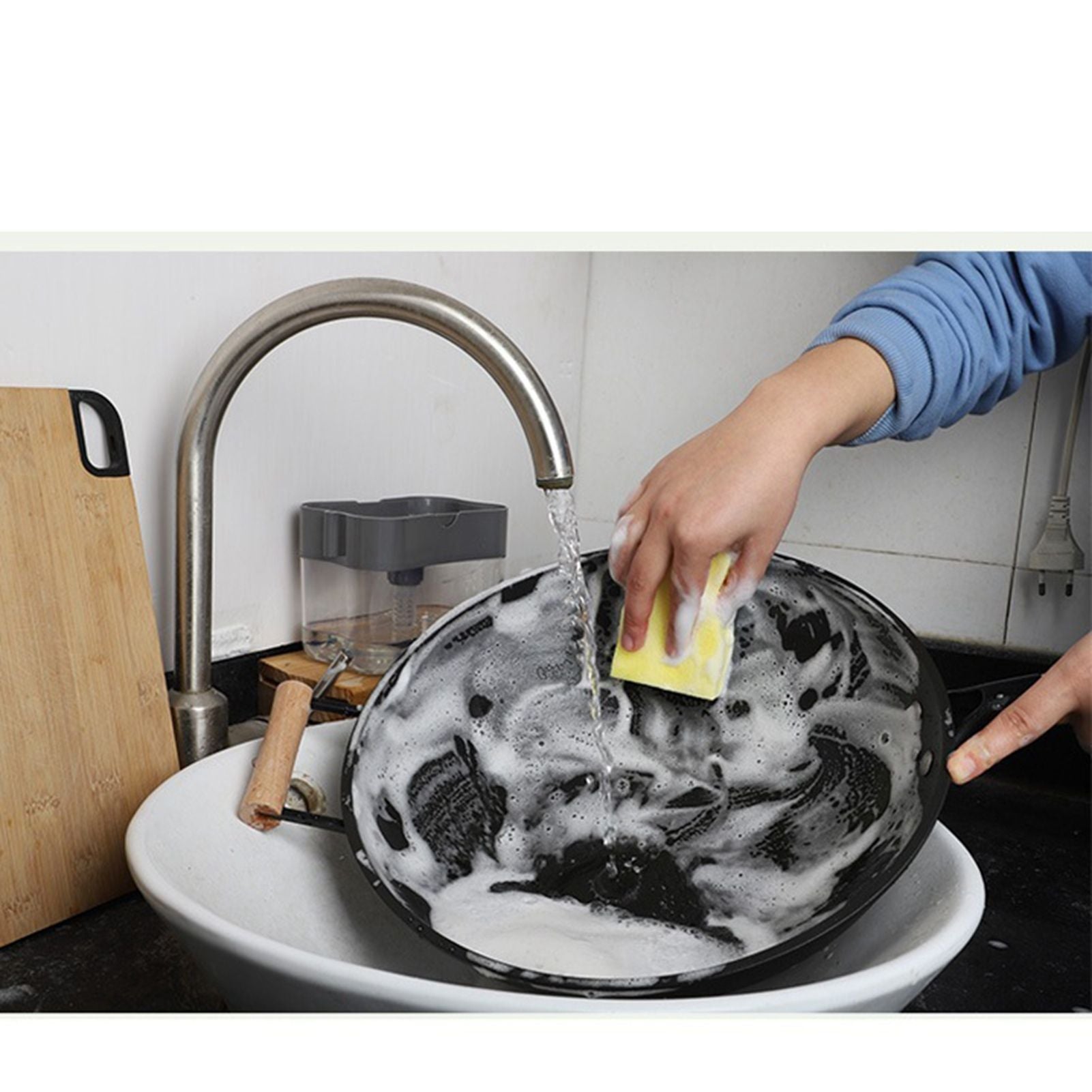Dish Soap Dispenser Press Design Automatically Liquid Dispenser Box Sponge Holder Soap Dispenser for Home V1294-YM3118220251511-0421