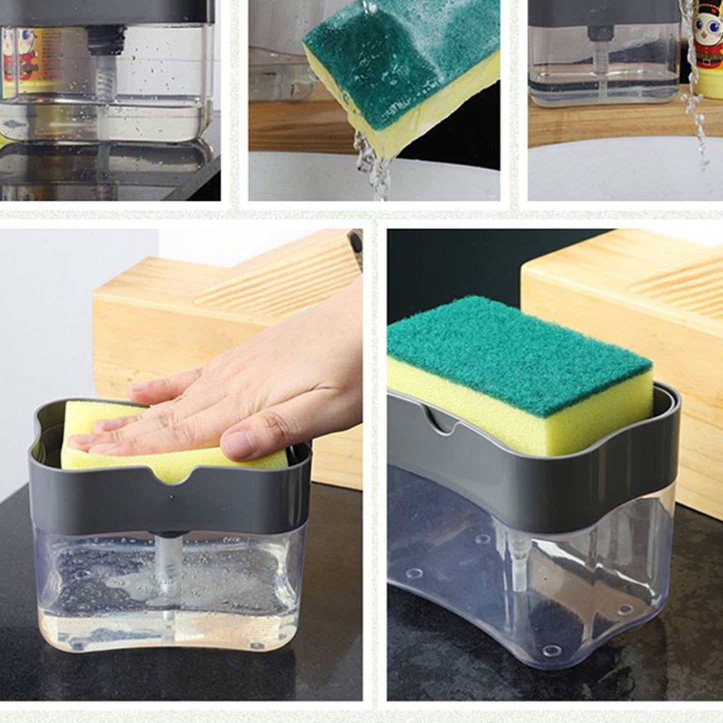 Dish Soap Dispenser Press Design Automatically Liquid Dispenser Box Sponge Holder Soap Dispenser for Home V1294-YM3118220251511-0421