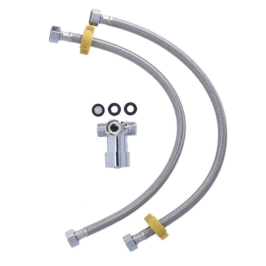 G1/2 Thread Thermostatic Mixer Valve Stainless Steel Hot Cold Water Mixing Tempered Valve with Dual Hoses for V1294-YM3118220252211-0421