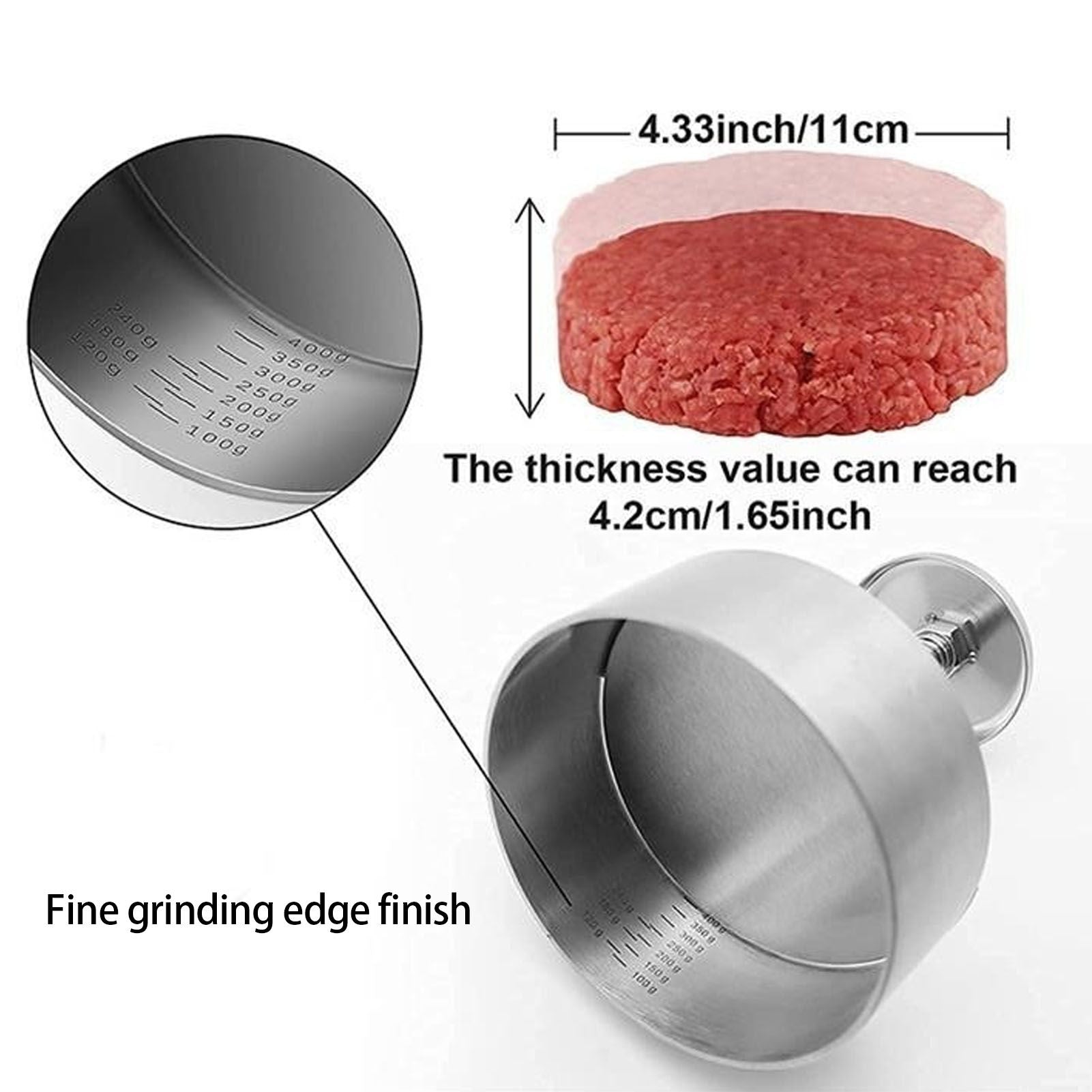 Hamburger Press Patty Maker 304 Stainless Steel Hamburger Meat Press for Kitchen Burgers Accessories V1294-YM3118220252411-0421