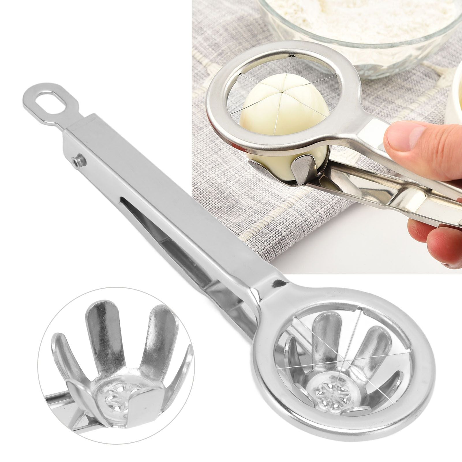 Egg Cutter 304 Stainless Steel Rust Proof Labor Saving Multi Functional Egg Splitter for Kitchen Restaurant V1294-YM3118220252611-0421