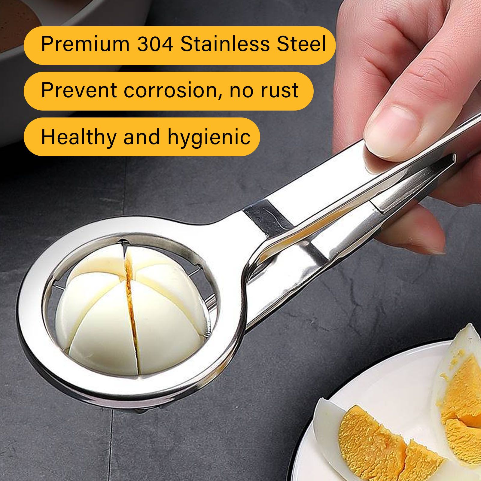 Egg Cutter 304 Stainless Steel Rust Proof Labor Saving Multi Functional Egg Splitter for Kitchen Restaurant V1294-YM3118220252611-0421