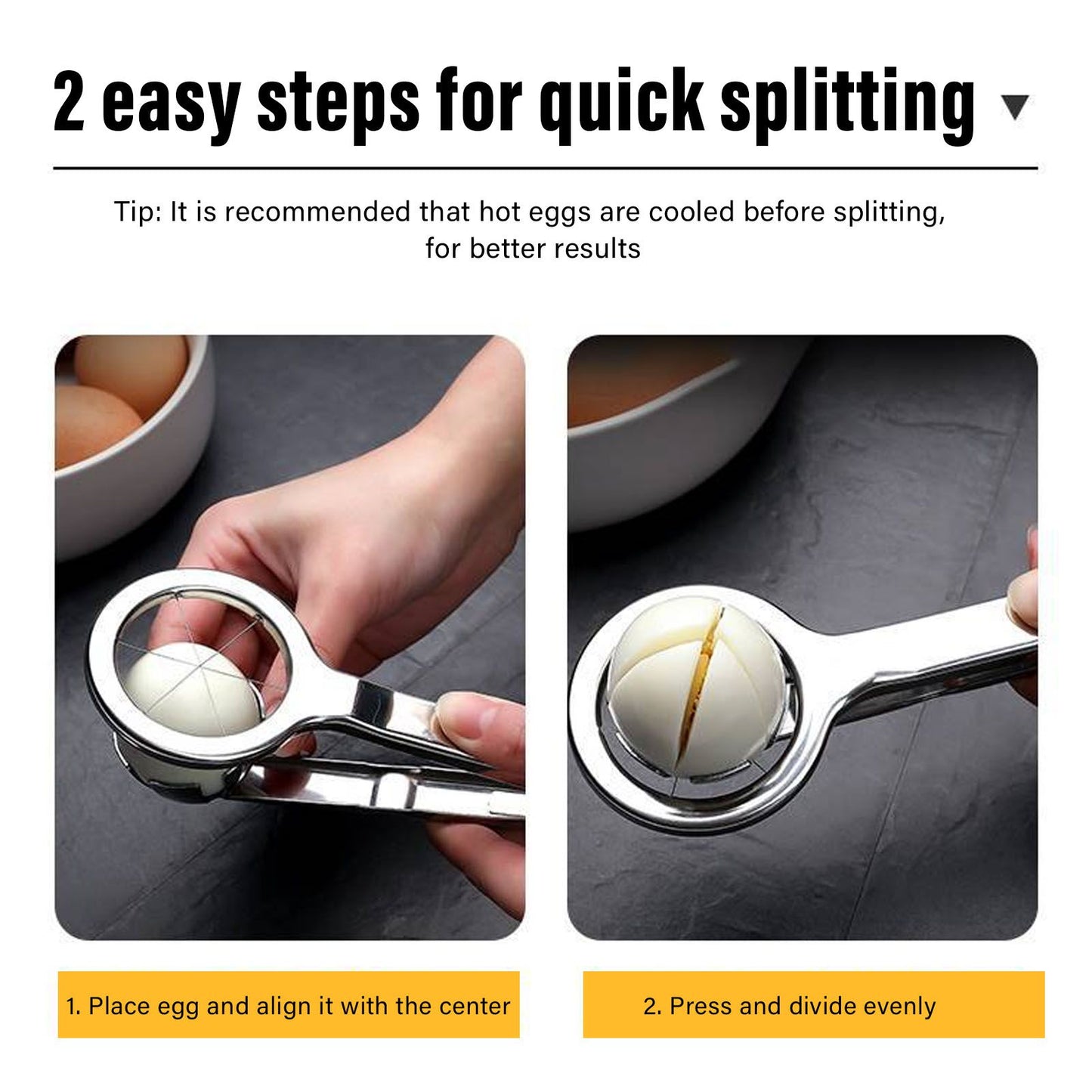 Egg Cutter 304 Stainless Steel Rust Proof Labor Saving Multi Functional Egg Splitter for Kitchen Restaurant V1294-YM3118220252611-0421