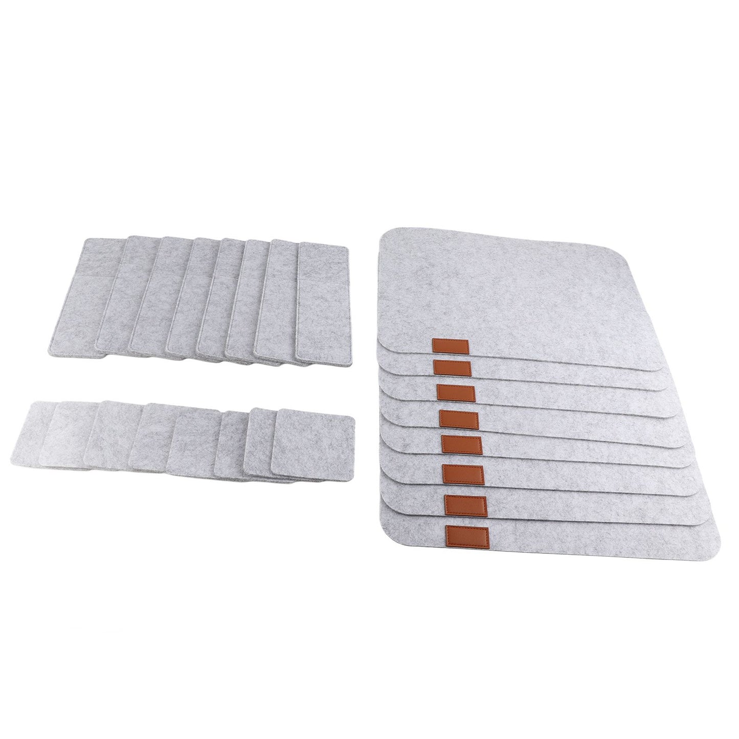 Placemat Cup Mat Set Felt Heat Insulation with Fork Bag Tableware Mat for Home Kitchen Light Gray V1294-YM3118220253111-0421