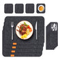 Placemat Cup Mat Set Felt Heat Insulation with Fork Bag Tableware Mat for Home Kitchen Dark Gray V1294-YM3118220253112-0421