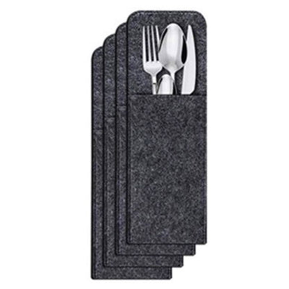 Placemat Cup Mat Set Felt Heat Insulation with Fork Bag Tableware Mat for Home Kitchen Dark Gray V1294-YM3118220253112-0421