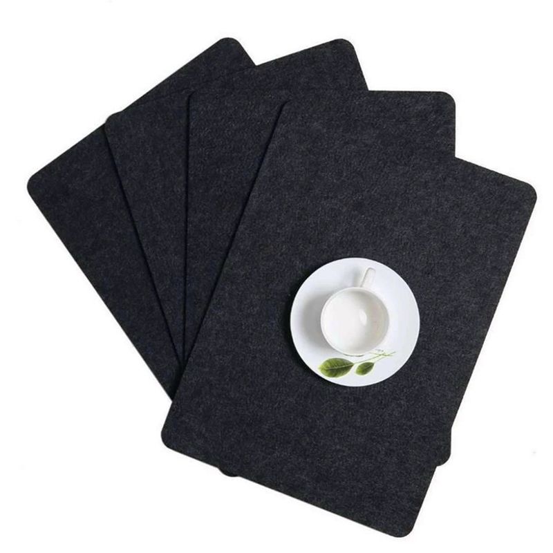 Placemat Cup Mat Set Felt Heat Insulation with Fork Bag Tableware Mat for Home Kitchen Dark Gray V1294-YM3118220253112-0421