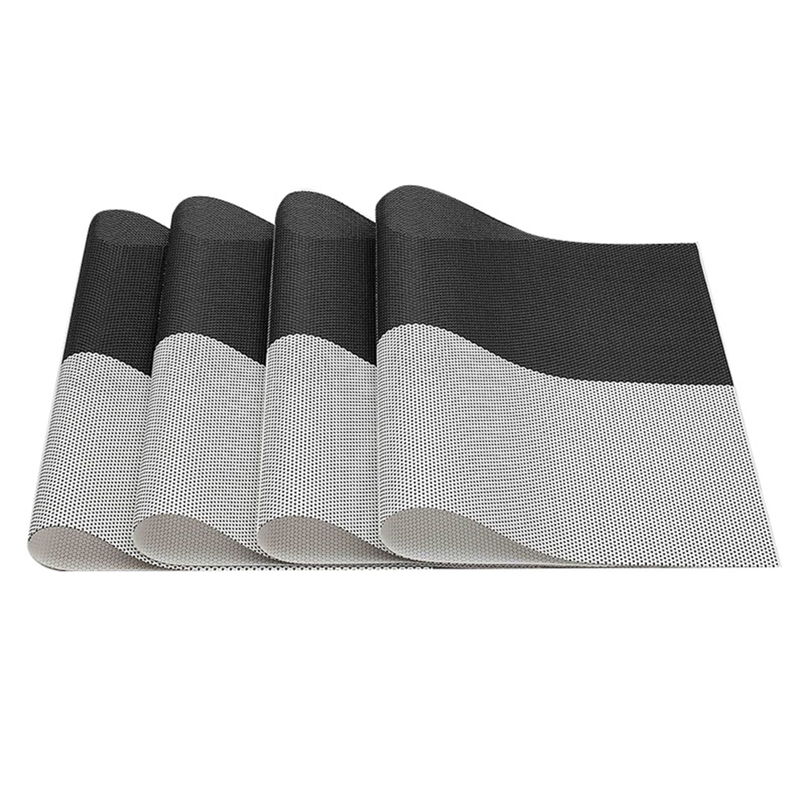 8pcs Placemats Easy Cleaning PVC Material Waterproof Black White Plaid Pattern Dining Placemats for Hotel V1294-YM3118220253211-0421