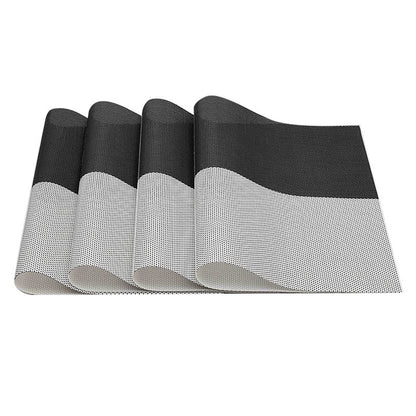 8pcs Placemats Easy Cleaning PVC Material Waterproof Black White Plaid Pattern Dining Placemats for Hotel V1294-YM3118220253211-0421