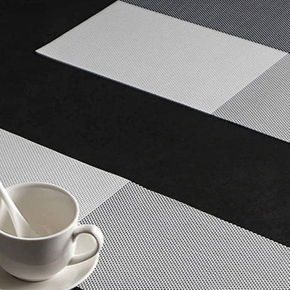8pcs Placemats Easy Cleaning PVC Material Waterproof Black White Plaid Pattern Dining Placemats for Hotel V1294-YM3118220253211-0421