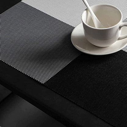 8pcs Placemats Easy Cleaning PVC Material Waterproof Black White Plaid Pattern Dining Placemats for Hotel V1294-YM3118220253211-0421