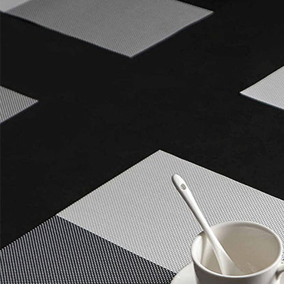 8pcs Placemats Easy Cleaning PVC Material Waterproof Black White Plaid Pattern Dining Placemats for Hotel V1294-YM3118220253211-0421
