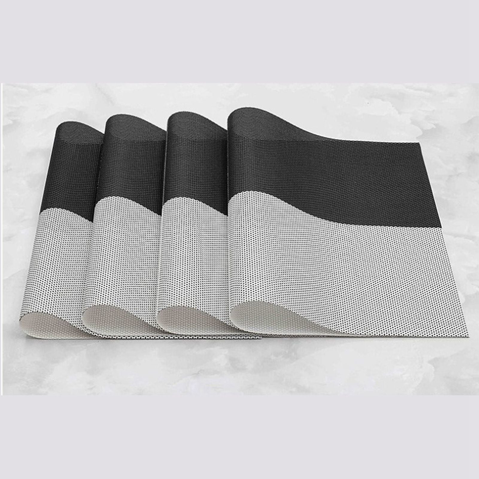8pcs Placemats Easy Cleaning PVC Material Waterproof Black White Plaid Pattern Dining Placemats for Hotel V1294-YM3118220253211-0421