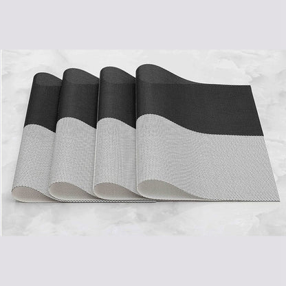 8pcs Placemats Easy Cleaning PVC Material Waterproof Black White Plaid Pattern Dining Placemats for Hotel V1294-YM3118220253211-0421