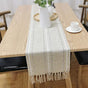 Retro Table Runner Elegant Hand Woven Cotton Linen Dining Table Runner with Tassels for Wedding Home Cross V1294-YM3118220253513-0421