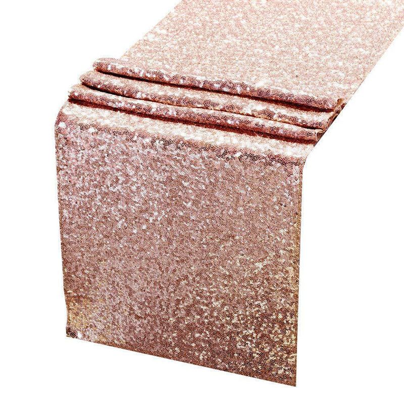 Sequin Table Runner 30x300cm Shiny Exquisite Decorative 3mm Sequins Table Runner for Parties Banquets Rose V1294-YM3118220253611-0421