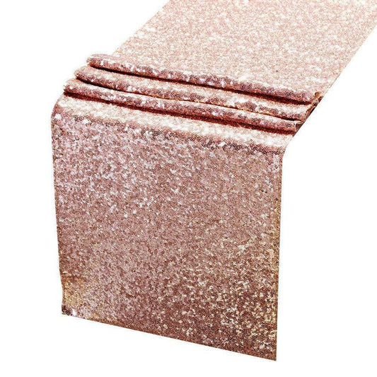 Sequin Table Runner 30x300cm Shiny Exquisite Decorative 3mm Sequins Table Runner for Parties Banquets Rose V1294-YM3118220253611-0421