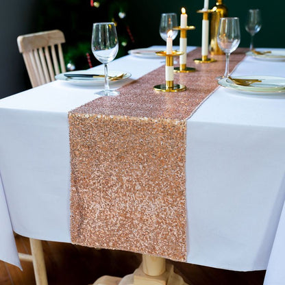Sequin Table Runner 30x300cm Shiny Exquisite Decorative 3mm Sequins Table Runner for Parties Banquets Rose V1294-YM3118220253611-0421