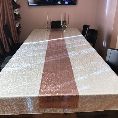 Sequin Table Runner 30x300cm Shiny Exquisite Decorative 3mm Sequins Table Runner for Parties Banquets Rose V1294-YM3118220253611-0421