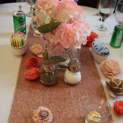 Sequin Table Runner 30x300cm Shiny Exquisite Decorative 3mm Sequins Table Runner for Parties Banquets Rose V1294-YM3118220253611-0421