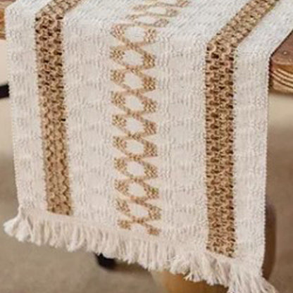 Table Runner Cotton Linen Splicing Wedding Party Table Runner with Tassels Wedding Party Decoration 30x180cm V1294-YM3118220254511-0421